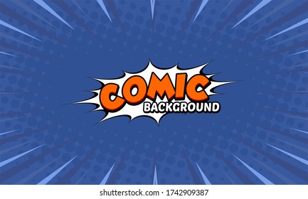 Retro Pop Art Comic Stil. mit leuchtendem Streifen und Punkt-Halbton-Hintergrund auf blau
