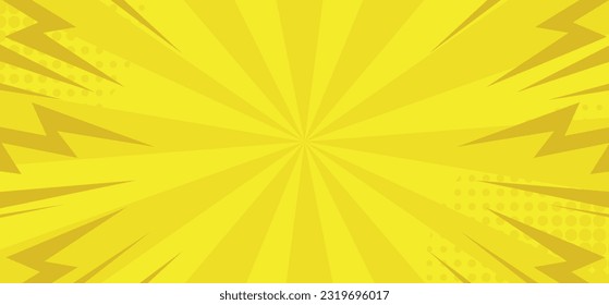 Antecedentes amarillos de arte pop retro. fondo de caricatura de la ilustración del vector amarillo