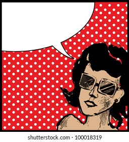 Retro Pop Art Girl Background