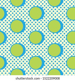 Retro pop art pattern with green circles.