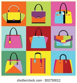 Retro pop art women handbag and purse set poster