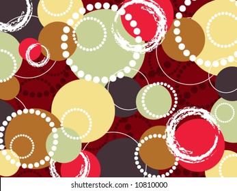 retro pop colorful brown red circles and dots (vector)