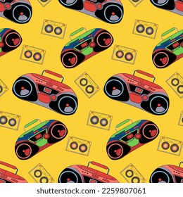 Retro pop eighties boombox radio safe background. 80s background wallpaper