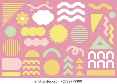 Retro Pop and nordic Flat Decorative Elements Set