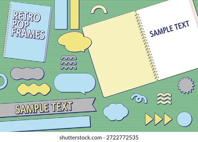 Retro Pop Stationery Frames e elementos decorativos