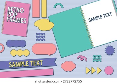 Retro Pop Stationery Frames e elementos decorativos