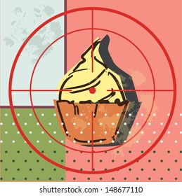 Retro pop-art aimed at cupcake