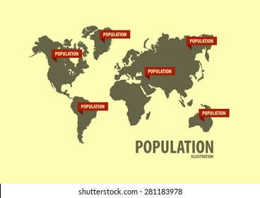 Retro Population Map illustration Background