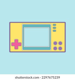 Retro portable classic console game pad from the 80s, 90s production. Vector flat cartoon illustration