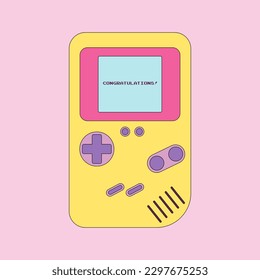Retro portable classic console game pad from the 80s, 90s production. Vector flat cartoon illustration
