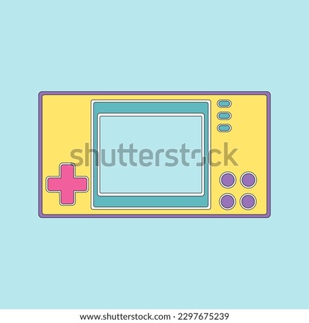 Retro portable classic console game pad from the 80s, 90s production. Vector flat cartoon illustration