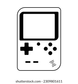 retro portable gamepad icon isolated on white background, Retro game console with control buttons and shiny screen for kids entertainment vector illustration