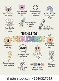 Retro Positive Affirmation Poster. Things to Remember Wall Art