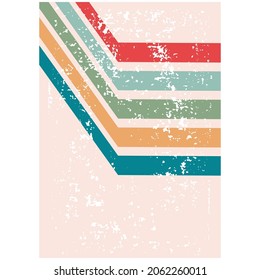 Retro positive graphic, take it easy 70s phrase, 70 vintage style happy message,rainbow striped background pattern motivational nostalgia boho hippie illustration vector.