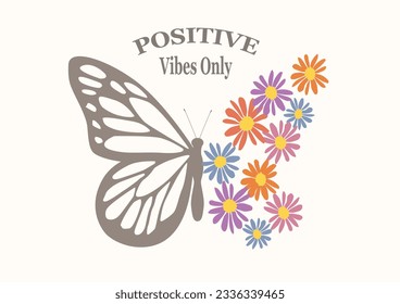 retro positive vibes vector design