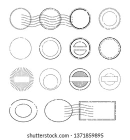 Retro postage cancellations. Stencil of shipping stamps and markings of postcards