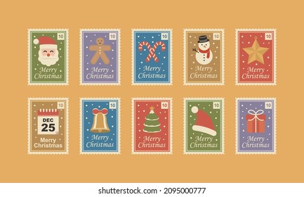 Ilustración del vector de estampado de Navidad retro