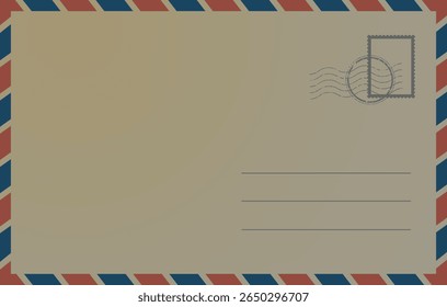Fundo do cartão postal retrô. Modelo de cartão postal em estilo vintage, marcas de carimbo e design de borda