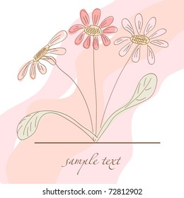Retro postcard with camomile.