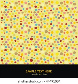 retro postcard with colorful background with spots