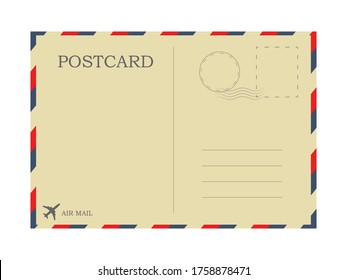 Postcard retro aislado en un fondo blanco. Carta de correo aéreo. Ilustración vintage.