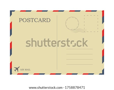 Retro Postcard isolated on a white background. Air mail letter. Vintage illustration.