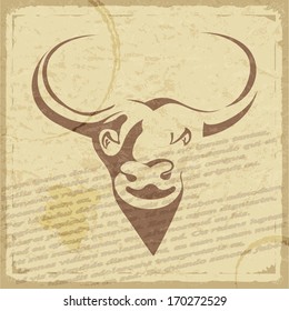 Retro postcard with silhouette of buffalo