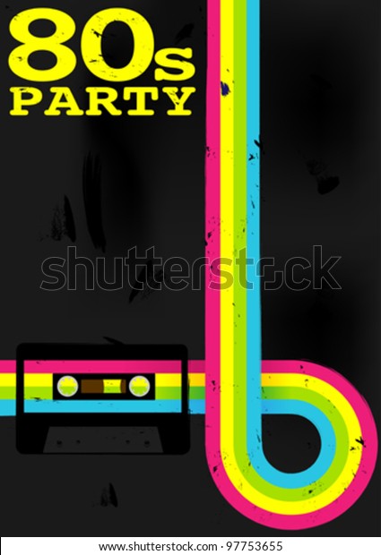 Retro Poster 80s Party Flyer Audio Stock Vector (Royalty Free) 97753655