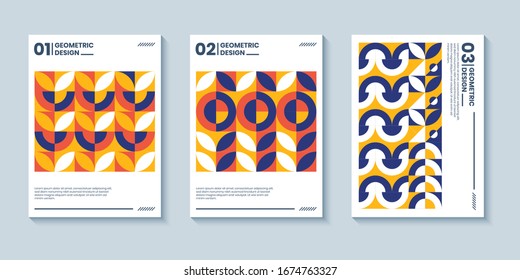 Retro-Poster mit abstrakter geometrischer Zusammensetzung. Vektorillustration der geometrischen Deckungsform, Jahresbericht, Poster