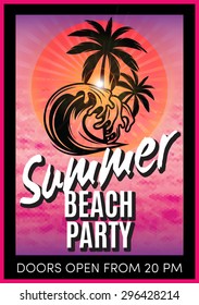 retro poster with advertising the summer beach party