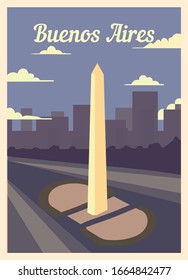 Retro poster Buenos Aires city skyline. vintage, Buenos-Aires vector illustration.