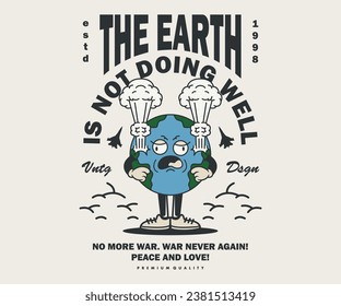 Retro Poster cartoon character of earth Graphic Design for T shirt Street Wear and Urban Style