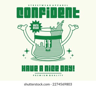 Retro Poster cartoon character of glass cup Graphic Design for T shirt Street Wear and Urban Style