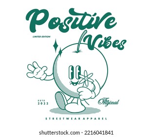 Retro Poster cartoon character of orange fruit Graphic Design for T shirt Street Wear and Urban Style