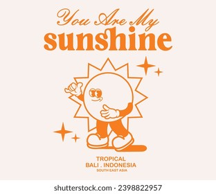 Retro Poster cartoon character of sun Graphic Design for T shirt Street Wear and Urban Style