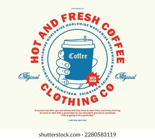 Afiche retro de taza de café Diseño gráfico para camisetas de calle y estilo urbano