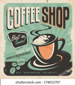 Retro Poster For Coffee Shop On Old Paper Texture. 