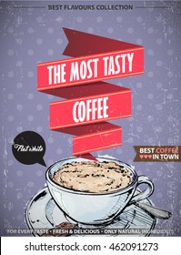 Retro poster with coffee. Vector collection.