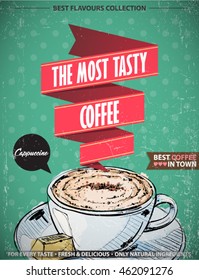 Retro poster with coffee. Vector collection.