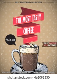 Retro poster with coffee. Vector collection.