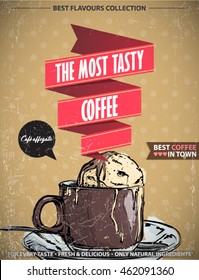 Retro poster with coffee. Vector collection.