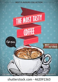 Retro poster with coffee. Vector collection.