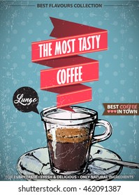 Retro poster with coffee. Vector collection.