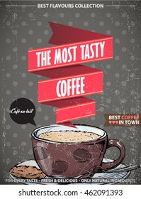 Retro poster with coffee. Vector collection.