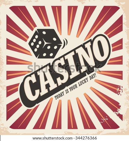 Retro poster design for casino. Gambling vintage ad document template. Wall decoration art design.