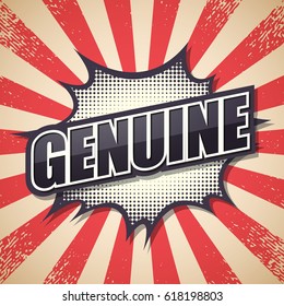 Retro poster, Genuine, Vector illustration.