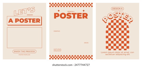 Retro poster with graphic elements of geometrical shapes vector. Trendy Y2k backgrounds for posters, prints, invitations or cards.
