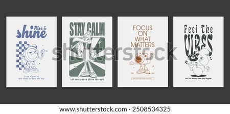 retro poster or graphic t-shirt design with positive quotes, vector illustration