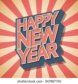 Retro poster, Happy New Year, background Vector illustration