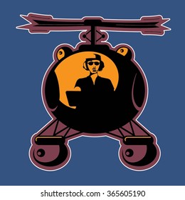 Retro poster helicopter